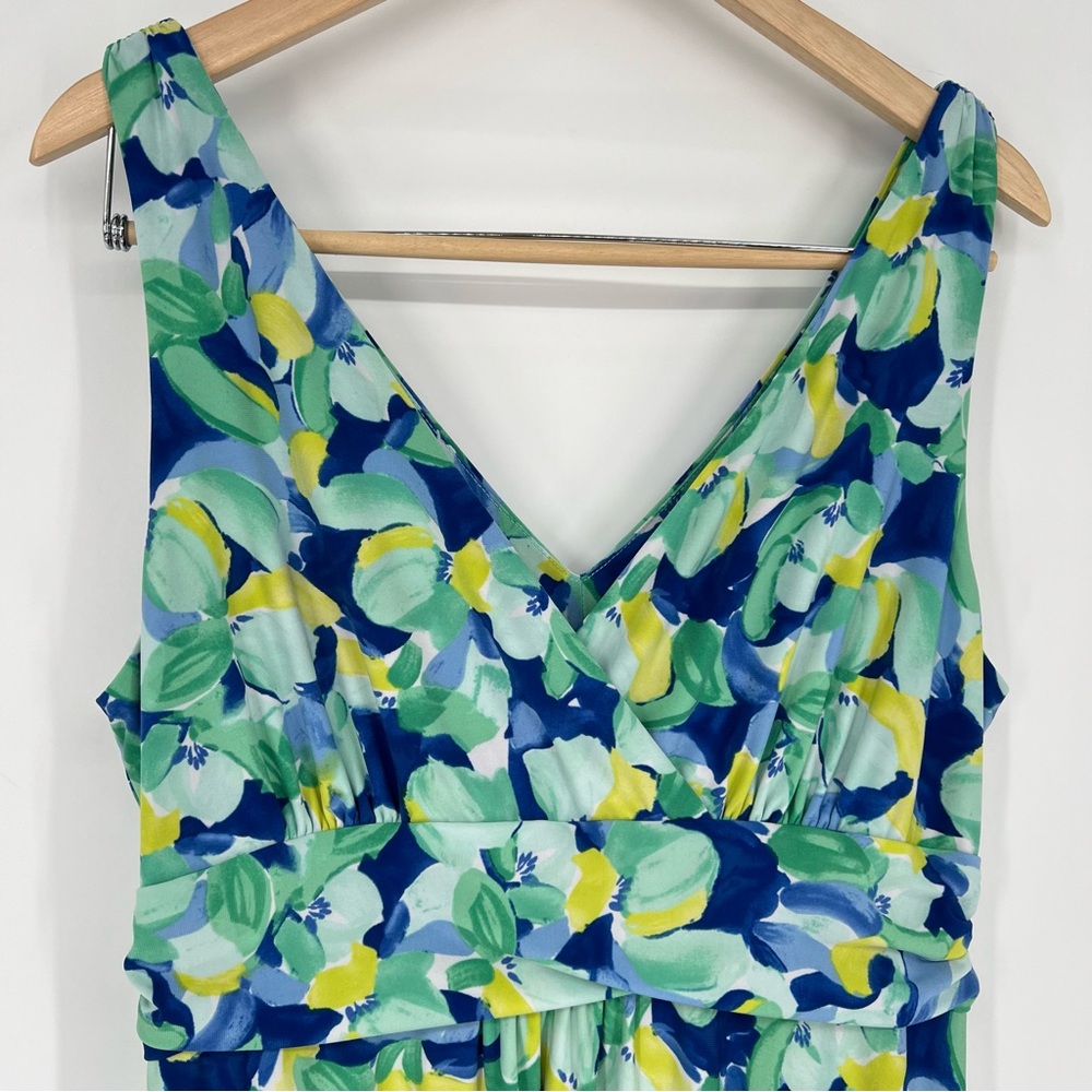 Pappagallo Becca Seafoam Multi Floral Caribbean Bloom Sleeveless Midi Dress M - Picture 5 of 16